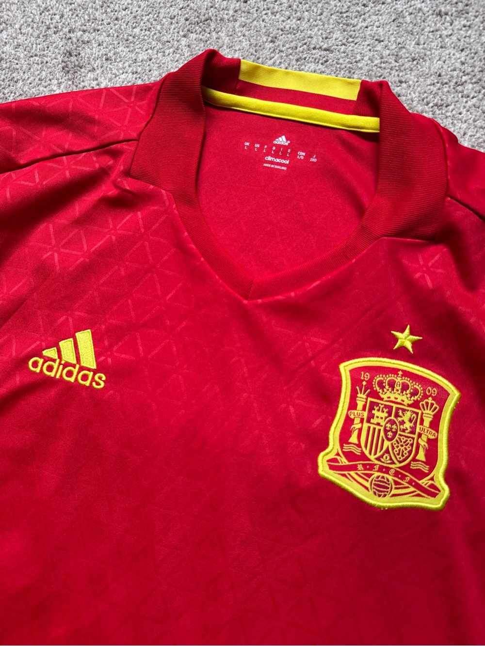 Mens Adidas Spain 2016 Home Soccer Kit FIFA World Cup Jersey Size Large